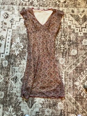 Vintage Forever 21 slip Midi Dress in paisley burgundy y2k tie back made in USA